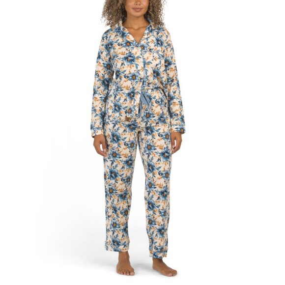 POPPY & CLAY Multi Be Natural Flower Pajama Top And Pants Set - Picture 1 of 2